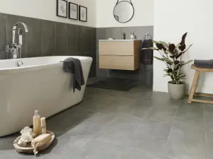 Colours Structured Grey Matt Concrete effect Textured Porcelain Indoor Wall & floor Tile, Pack of 6, (L)600mm (W)300mm