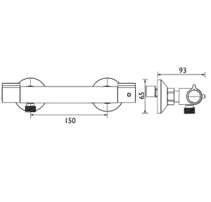 Bristan Thermostatic Bar Mixer Shower Round Chrome Valve Only - Bottom Outlet