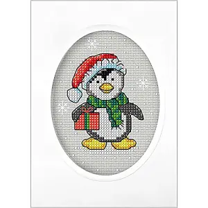 G/CARD PENGUIN - Counted Cross Stitch Kit: Greetings Card: Penguin - Orchidea