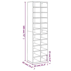 Shoe Cabinet Black 54x34x183 cm Engineered Wood