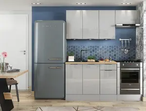 Kitchen Base Unit 800mm Cabinet Double Door 80cm Cupboard Light Grey Gloss Star