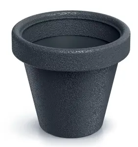 Round Plant Pot Plastic Origina Garden Patio Planter Textured Anthracite 33.8cm X 28,7cm