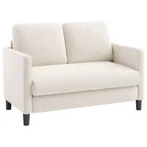 Neche 2 Seater Small Couch, Teddy Velvet Loveseat Sofa for Bedroom - Off White