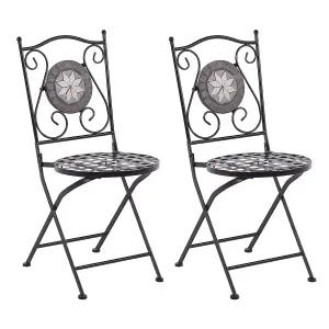 Set of 2 Garden Chairs CARIATI Metal Black