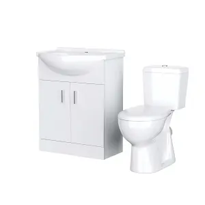 Nes Home Gloss White 550mm Vanity Unit And Close Coupled Toilet