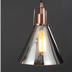 Inlight Dafyd Flush Glass & metal Antique copper effect 3 Lamp Ceiling light