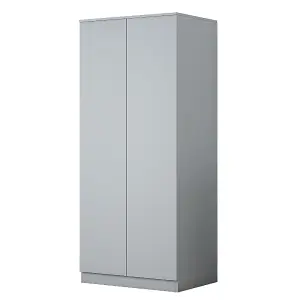 2 Door Wardrobe Double Door Push To Open Slow Close Matt Grey Finish