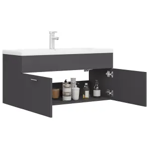 Berkfield Sink Cabinet with Built-in Basin Grey Engineered Wood