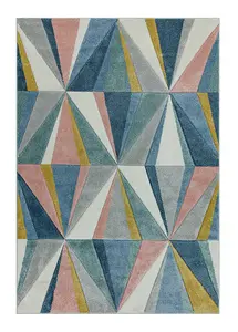 Multi Easy to Clean Geometric Rug For Living Room-80cm X 150cm