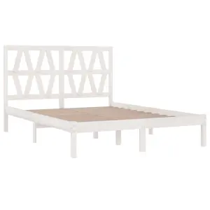 Berkfield Bed Frame White Solid Wood Pine 120x200 cm