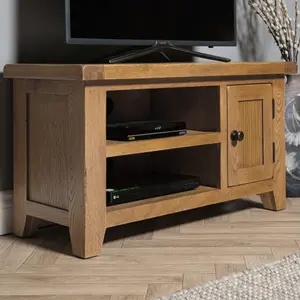 Elm Home And Garden Rustic Oak Wooden Small Tv Video Media Unit 50cm high x 91cm Wide x 37cm Deep Fully Assembled