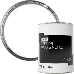 Black Gloss Metal & wood paint, 750ml