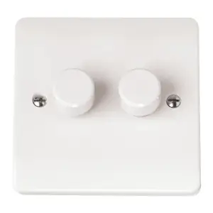 Click Scolmore Mode Double Dimmer Switch 2 Gang 2 Way White - CMA146