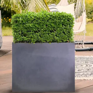 IDEALIST™ 60cm Tall Garden Trough, Dark Grey Reinforced Stone Rectangular Planter, Outdoor Large Plant Pot L70 W40 H60 cm, 124L