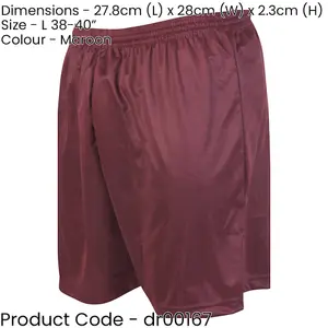 L - MAROON Adult Sports Micro Stripe Training Shorts Bottoms - Unisex Football