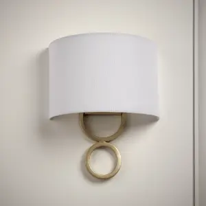 Carter Satin White Gold effect Wired Wall light