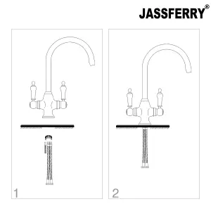 JASSFERRY Kitchen Mixer Tap Elegant White Ceramic Dual Handle Monobloc Sink Faucet Chrome