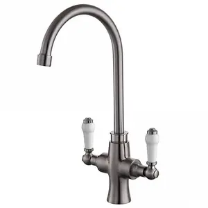 Tre Mercati Kitchen Tap Victoria Nickel White Traditional Sink Mixer TM92080