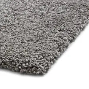 Grey Plain Shaggy Modern Plain Easy to Clean Rug Soft For Dining Room -80cm X 150cm