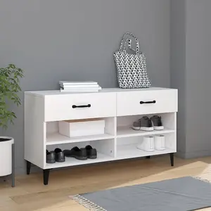 Berkfield Shoe Cabinet White 102x35x55 cm Engineered Wood