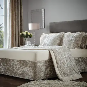 Catherine Lansfield Bedroom Crushed Velvet Divan Base Wrap Natural