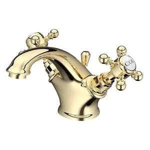 Georgina Traditional Gold Deck-mounted Basin Mono Mixer Tap