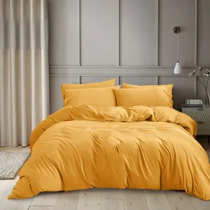 Kiranjot Microfibre 200 TC Reversible Modern & Contemporary Duvet Cover Set With Pillow Cases Yellow / Super King - 2 Standard Pillowcases