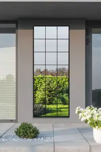 MirrorOutlet - The Genestra - Black Modern Window Garden Wall Mirror 79" X 31" (200 x 80 cm)