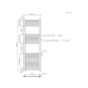 Rinse Bathrooms 600W Electric Heated Warming Towel Rail Bathroom Radiator Anthracite - 1200x400mm