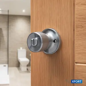 XFORT Tulip Privacy Knob Set Satin Chrome, Door Knob with Lock