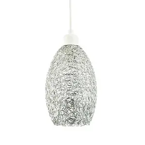 Industrial and Contemporary Twisted Wire Mesh Metal Light Shade in Shiny Silver