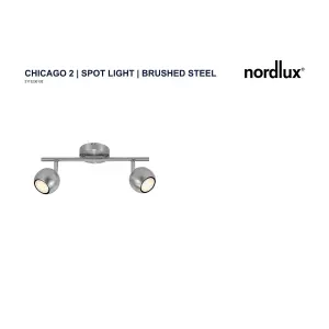 Nordlux Chicago 2 Indoor Bedroom Living Dining Bathroom Spot Light In Brushed Steel (Diam) 8cm