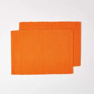 Homescapes Cotton Plain Orange Pack of 2 Placemats