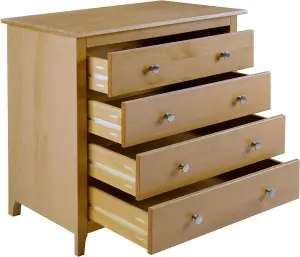 Oslo 4 Drawer Chest in Pine Finish Metal Handles