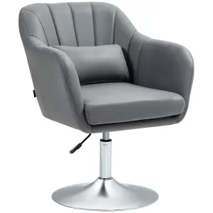 HOMCOM Stylish Retro Swivel Tub Chair Steel Frame Cushion Seat Dark Grey