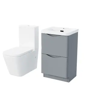 Nes Home Merton Freestanding Vanity Basin Unit Square Rimless Close Coupled Toilet