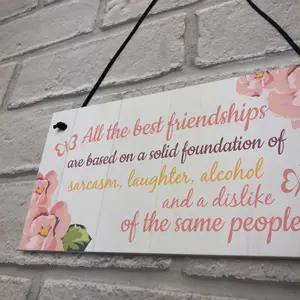 Red Ocean Friendship Sign Best Friend Hanging Plaque Thank You Gift Chic Floral BFF Signs Special Present