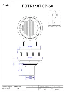 McAlpine FGTR118TOP-50 Conversion Kit to convert any TSG50 or TSG52 Gully to a sheet flooring gully