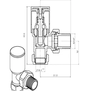 Right Radiators Radiator Valve 15mm Manual Angled Valves One Pair Satin Nickel