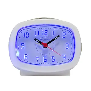 Analogue Quartz Movement / Crystal Alarm Tabletop Clock in White