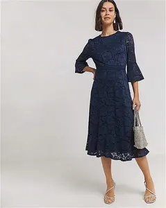 Joanna Hope Navy Lace Midi Dress - Navy - Size 14 - Women's