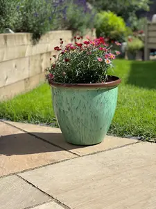 30cm Running Glaze Planter - Green