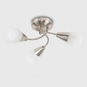 ValueLights Ricardo Modern 3 Way Brushed Chrome Ceiling Light Fitting with Frosted Glass Shades