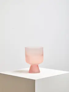 Interiors by Premier Small Matte Pink Ombre Glass Vase, Modern Two-Tonal Decorative Vase, Chic Flower Vase for Contemporary Homes