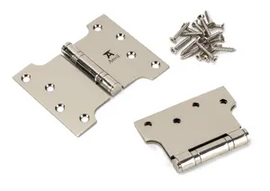 From The Anvil Polished Nickel 4 Inch x 3 Inch x 5 Inch  Parliament Hinge (pair) ss