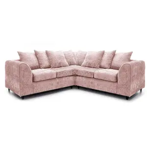 Monaco Chenille Fabric 5 Seater L Shaped Corner Sofa  Pink