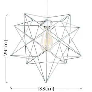 ValueLights Sadira Retro Matt Grey Geometric Star Design Ceiling Pendant Light Shade