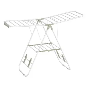 Steel Foldable Gullwing Drying Rack White/Green / 147cm W x 51cm D