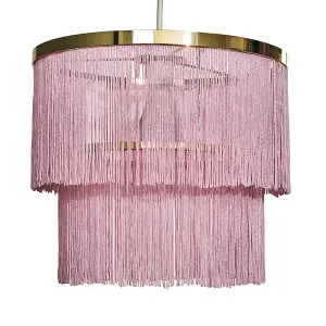 ValueLights Charleston Polished Brass Ceiling Pendant Shade and GLS Bulb