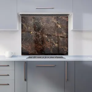 Bronze Quartz Effect Premium Glass Kitchen Splashback W700mm x H750mm